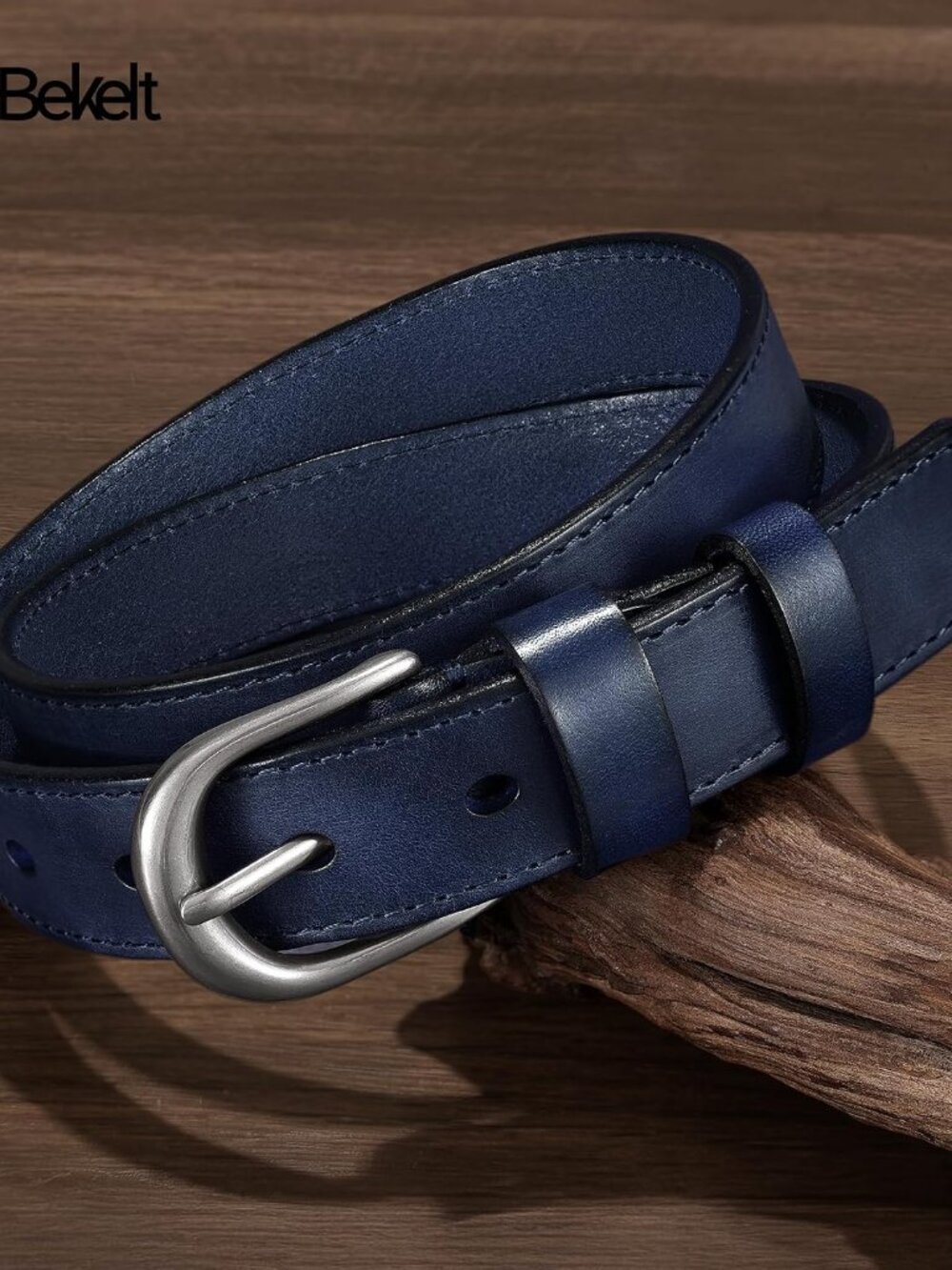 Genuine Leather Belt for Women with Gold/Silver Buckle Women's Full Grain Leathe - Picture 3 of 5